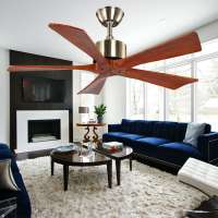 Modern European style indoor classic DC motor solid wood ceiling fan with remote control