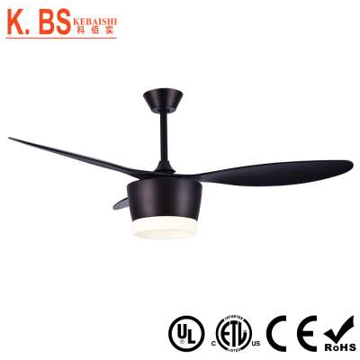 Modern Decorative High Speed Electric Motor 3 ABS Blades Fan Light Black Color Ceiling Fan With Light