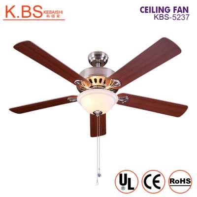 Decorative Lamp 5 Plywood Blades Ceiling Mounted Double Ceiling Fan With Light